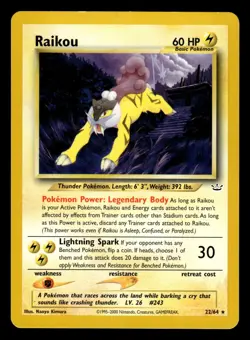 Raikou 22/64 Rare Neo Revelation Set Pokemon Card - Image 1