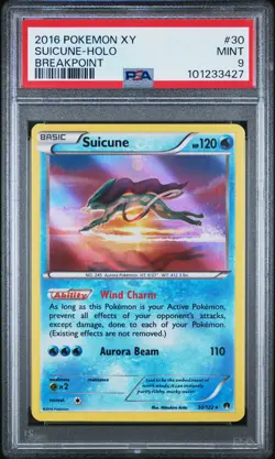 2016 POKEMON XY BREAKPOINT #30 SUICUNE-HOLO PSA 9 - Image 1