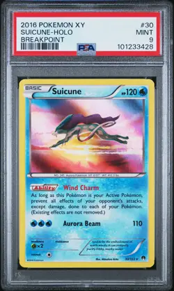 2016 POKEMON XY BREAKPOINT #30 SUICUNE-HOLO PSA 9 - Image 1