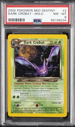 2002 POKEMON NEO DESTINY #2 DARK CROBAT-HOLO PSA 8 - Image 1