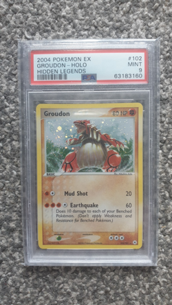 POKEMON CARD 2004 EX GROUDON HOLO HIDDEN LEGENDS SECRET RARE #102 GRADED PSA 9 - Image 1