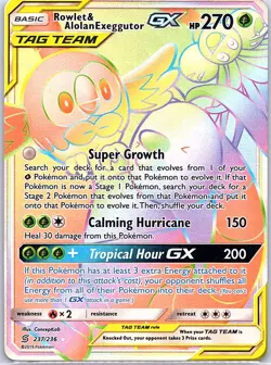 Rowlet & Alolan Exeggutor GX 237/236 SM - Unified Minds - Pokemon Card - NM - Image 1