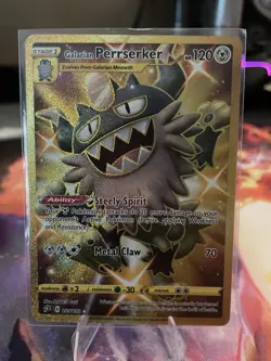 Pokemon TCG Galarian Perrserker Rebel Clash Holo Card 205/192 Secret Rare - Image 1