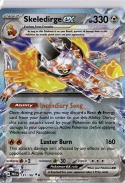 Skeledirge ex 137/182 Paradox Rift Tera Holo Rare Pokemon Card TCG Trading Card - Image 1