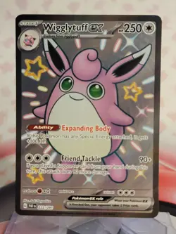Pokemon TCG Paldean Fates Wigglytuff EX 222/091 Shiny Ultra Rare Card - Image 1