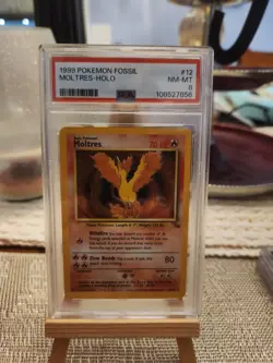 1999 Pokemon Moltres Holo PSA 8 NM-MT Fossil, 12/62 Card - Image 1