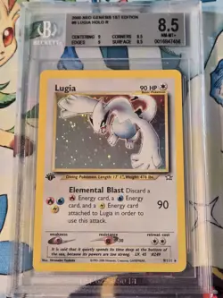 Pokemon Neo Genesis 1st Edition Holo Rare Card Lugia 9/111 Beckett 8.5 - Image 1