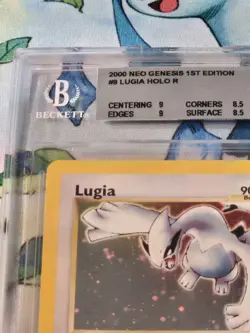 Pokemon Neo Genesis 1st Edition Holo Rare Card Lugia 9/111 Beckett 8.5 - Image 5