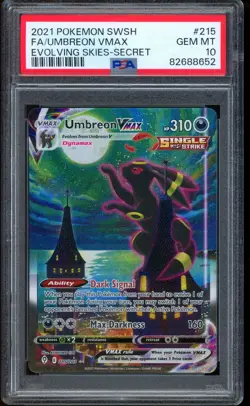 2021 Pokemon Umbreon VMAX Evolving Skies Secret Rare SWSH Full Art #215 PSA 10 - Image 1