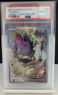 N's Zorua Pokemon TCG Black Star Promo SVP 189 Journey Together ETB PSA 10 - Image 1