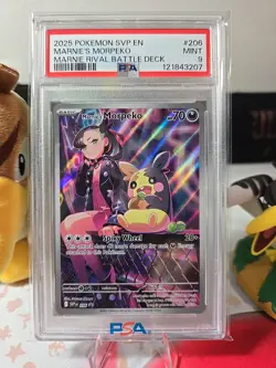 2025 POKEMON SVP EN-SV BLACK STAR PROMO #206 MARNIE'S MORPEKO PSA 9 - Image 3