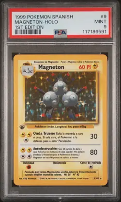 1999 POKEMON SPANISH 1ST ED #9 MAGNETON-HOLO PSA 9 - Image 1