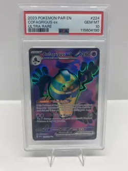 PSA 10 Cofagrigus #224/182 Pokemon Paradox Rift Ultra Rare 2023 - Image 1