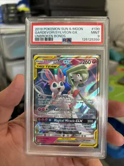 2019 Pokemon Sun & Moon Unbroken Bonds Gardevoir Sylveon GX 130/214 PSA 9 - Image 1