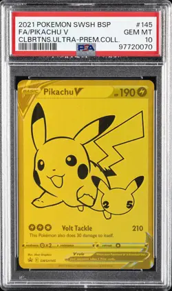 2021 POKEMON SWSH BLACK STAR PROMO #145 FULL ART/PIKACHU V PSA 10 - Image 1