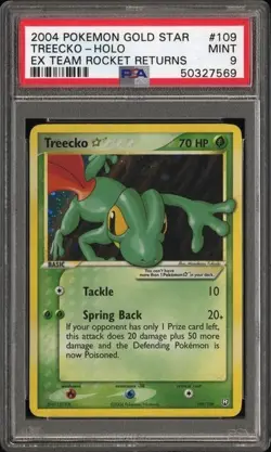 Pokemon Card PSA 9 Mint Treecko Gold Star Team Rocket Returns 2004 Holo 109/109 - Image 1