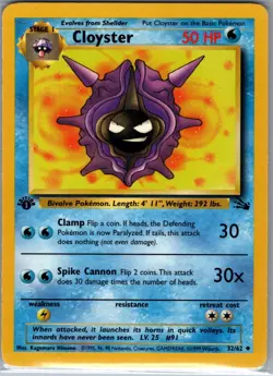 Cloyster 1st Edition 32/62 Fossil - Pokemon Card - LP - Image 1