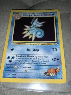Stage 1 PokeMon "Misty's Seadra - Tail Snap" 9/132 PRERELEASE Card 70 HP #117 - Image 1