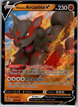 Hisuian Arcanine V 090/195 SWSH12: Silver Tempest - Pokemon Card - NM - Image 1