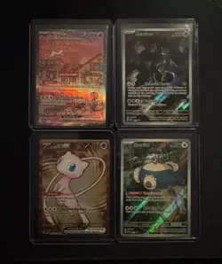 Pokemon 151 UPC - Mew 53 - Metal Mew 205 - Mewtwo 52 Promo Card Set + Snorlax - Image 1