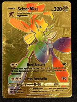 SCIZOR Pokemon VMAX Gold Foil Fan Art Display Card - Image 1