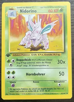 1st Edition GERMAN Nidorino 37/102 Pokemon TCG WOTC Base Set MINT - Image 1