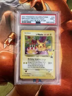 Birthday Pikachu #24 Celebrations Reprint PSA Graded 9 Pokemon TCG - Image 1