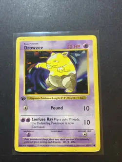 Drowzee 049/102 Base Set (Shadowless) Regular 1st Edition Pokemon WOTC - Image 1