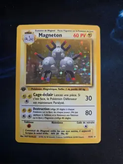 Pokemon MAGNETON 1999 Base Set FRENCH 1st Edition Holo Rare 9/102 - LP - Image 1