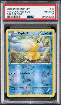 2016 POKEMON XY BREAKPOINT #16 PSYDUCK-REVERSE FOIL PSA 10 - Image 1