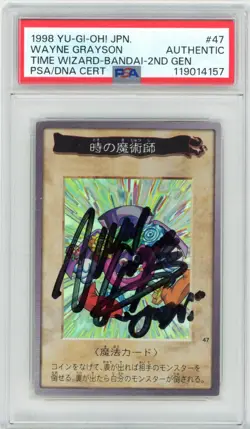 PSA Wayne Grayson 1998 YU-GI-OH! JPN BANDAI-2ND GENERATION #47 TIME WIZARD Holo - Image 1