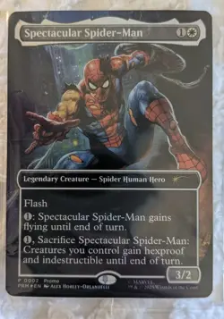 Marvel Legends Magic the Gathering Battle Damage Spectacular Spiderman Card New - Image 1