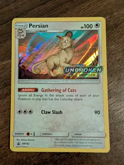 Persian SM182 Unbroken Bonds Holo Rare Prerelease Promo Pokemon Card - Image 1