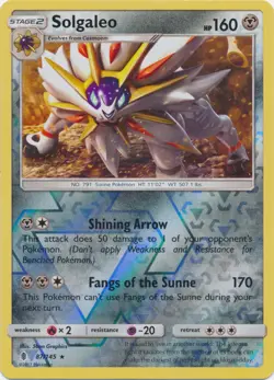 x1 Solgaleo - 87/145 - Rare - Reverse Holo Pokemon SM2 Guardians Rising M/NM - Image 1