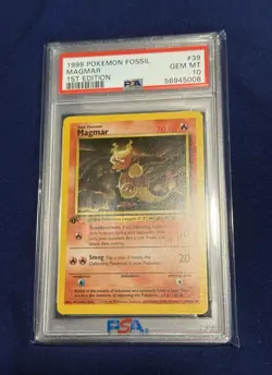 1999 Pokemon Fossil Magmar #39 1st Edition PSA 10 Gem Mt - Image 1