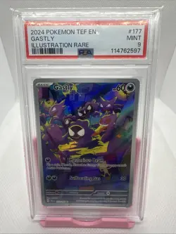 2024 POKEMON TEF EN-TEMPORAL FORCES ILLUSTRATION RARE #177 GASTLY PSA 9 - Image 1