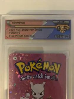 Mewtwo #150 Pokemon 2000 Nintendo Vending Prism Sticker DSG 9.5 MINT+ - Image 2