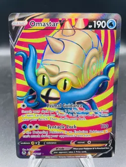 Pokemon Omastar V 174/195 Silver Tempest Ultra Rare Full Art Holo NM - Image 1