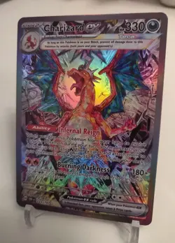 "Custom-Made"High Quality,Holo,English Charizard Obsidian Flames"Display-card" - Image 2