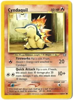 Cyndaquil 57/111 Neo Genesis Pokemon Card MP - Image 1