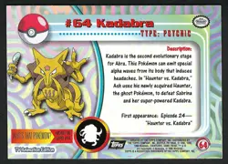 1999 Topps TV Series #64 Kadabra Flames Card Pokemon TCG Foil Black Label - Image 2