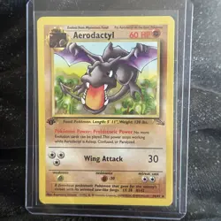 Pokemon TCG Aerodactyl Fossil 1st Edition Non-Holo Rare Card 16/62 LP Vintage - Image 1