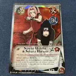 Sasuke Uchiha & Sakura Haruno 1st Edition Wavy Foil Naruto Holo CCG Card c010 - Image 1