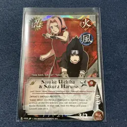 Sasuke Uchiha & Sakura Haruno 1st Edition Wavy Foil Naruto Holo CCG Card c010 - Image 3