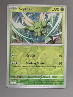 Pokemon TCG Scyther Reverse Holo Common Card 001/162 SV5: Temporal Forces - Image 1