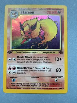 1999 Pokemon TCG - 1st Edition Flareon Holo Rare Card - Jungle Set 3/64 - Image 1