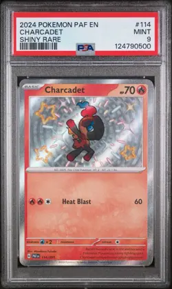 Pokemon TCG 2023 Shiny Charcadet Paldean Fates Ultra Rare Card 114/091 PSA 9 MT - Image 1