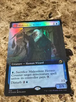 MALEVOLENT HERMIT Magic MTG Innistrad Midnight Hunt Extended Art Foil - Image 1