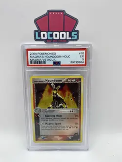 2004 POKEMON EX TEAM MAGMA VS TEAM AQUA #10 TEAM MAGMA'S HOUNDOOM HOLO PSA 5 - Image 1