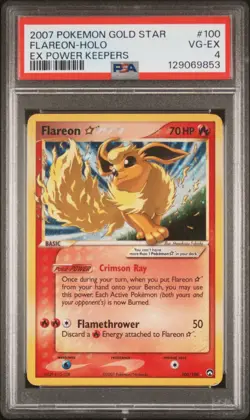 2007 POKEMON EX POWER KEEPERS GOLD STAR #100 FLAREON-HOLO PSA 4 - Image 1